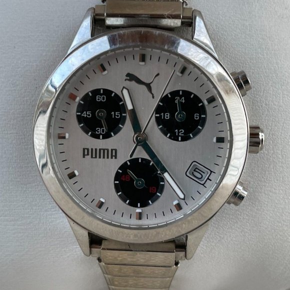 Puma Ladies Wristwatch Silver Tone Analog Quartz Multi function Watch - Picture 1 of 10